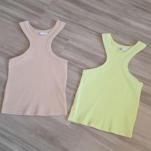 High neck zara ribbed crop to nude small
